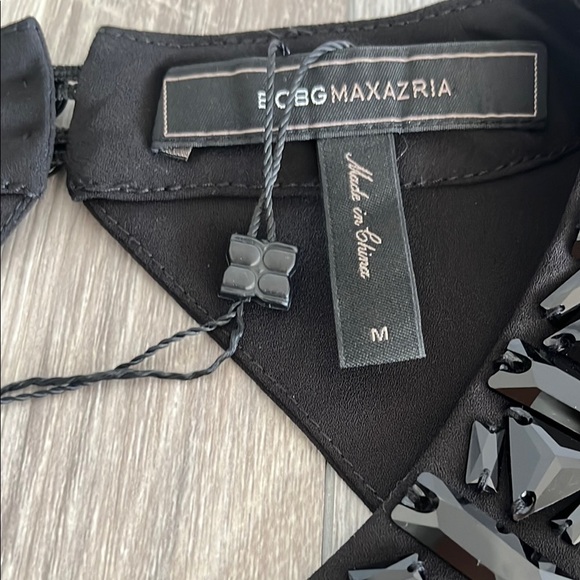 BCBGMaxAzria Black Embellished Cut Out Blouse - Picture 3 of 6